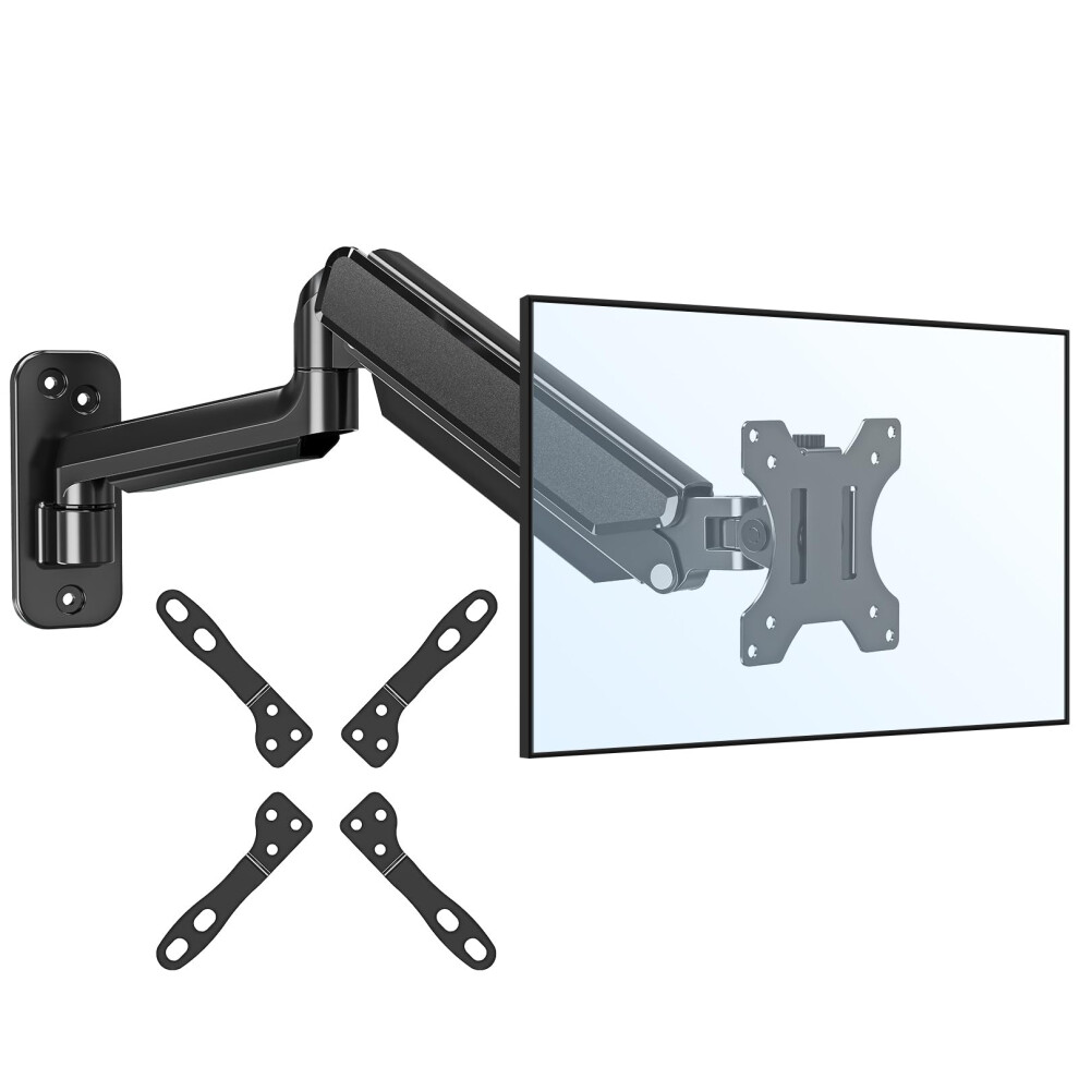 Elived Monitor Wall Mount For 35 Inch Displays - Single Monitor Arm With Gas Spring, Vesa Extension Kit For 75X75, 100X100, 100X200, 200X100, 200X200, 5051219985515
