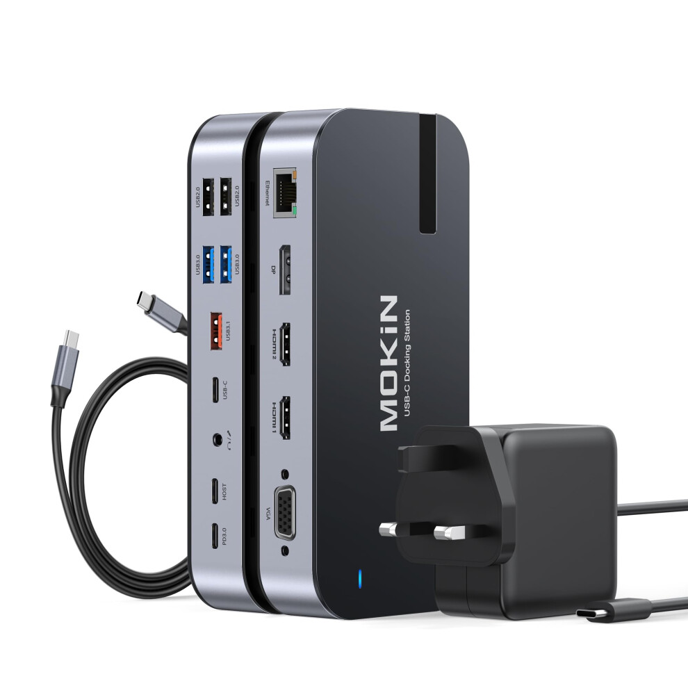 Usb C Docking Station Dual Monitor With 65W Power Adapter 16 In 1 Laptop Docking Station Quad Monitor Usb C Dock With Dual Hdmi Displayport, Vga, 6 5051219988158