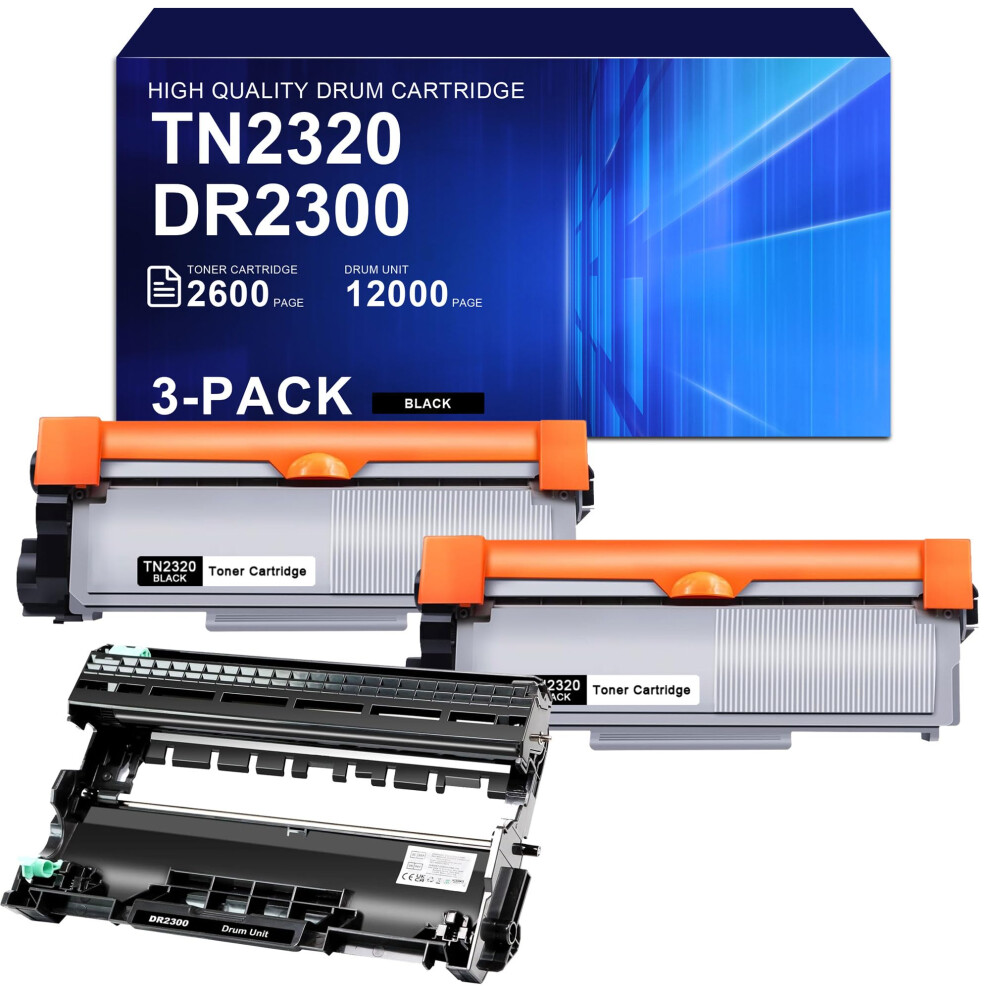 Office Ink Toner Compatible With Dr2300 Drum Unit & 2 Tn2320 Toner Cartridges For Brother Hl-L2300d Hl-L2340dw Hl-L2360dn Hl-L2365dw Dcp-L2500d 5051219990717