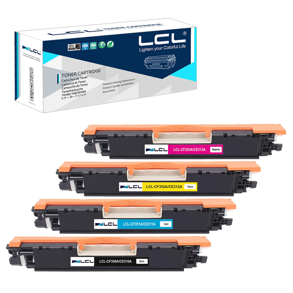 Lcl Remanufactured Toner Cartridge 126A Ce310a Ce311a Ce312a Ce313a (4Pk Kcmy) Replacement For Hp Laserjet Pro Cp1020 Cp1025 Cp1025nw Laserjet 100 5051219992032