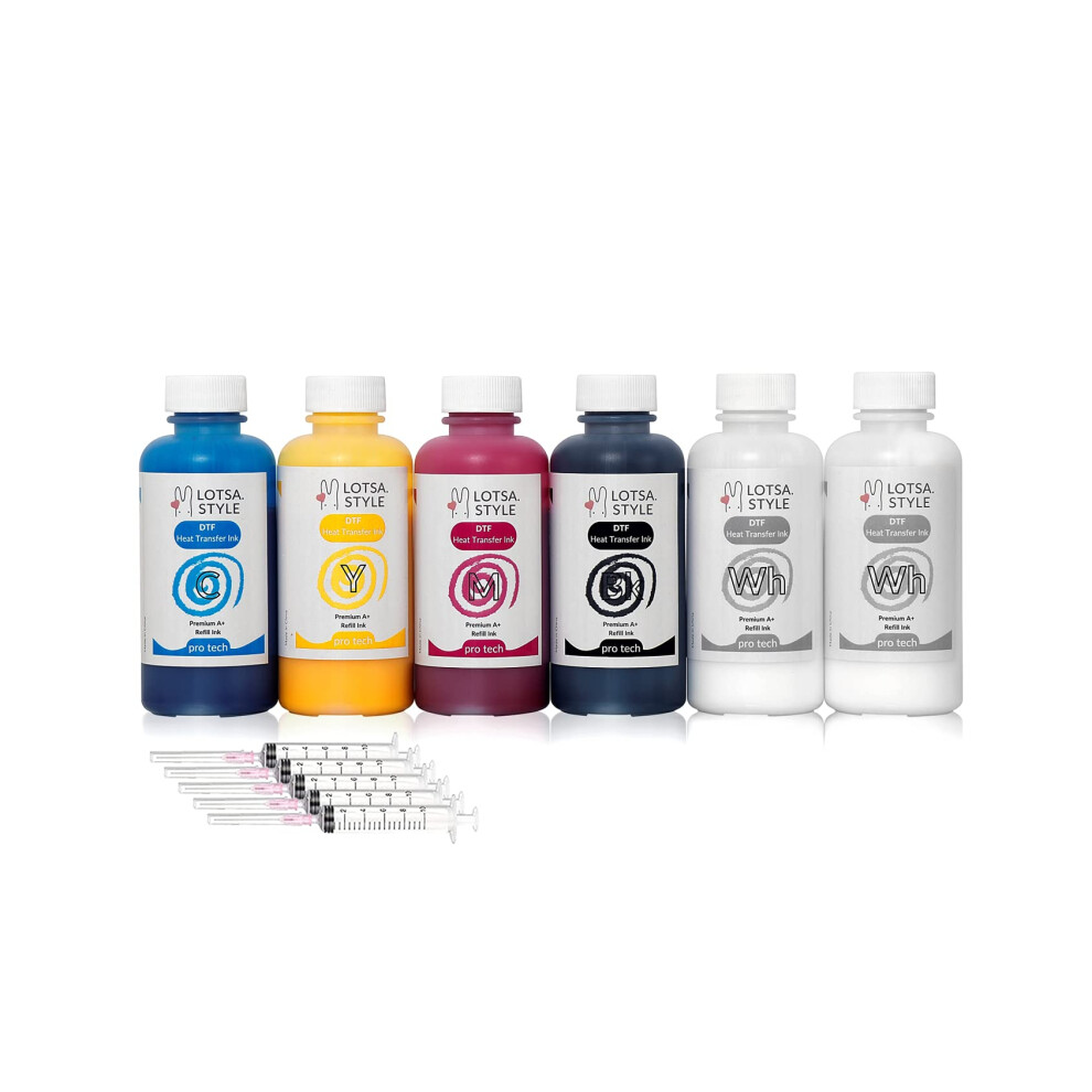 Lotsa. Style Premium Dtf Ink Refill For Inkjet Printers Heat Transfer Film Printing (120Ml X 6, Cmyk Wh) Cyan/Magenta/Yellow 5051219991721