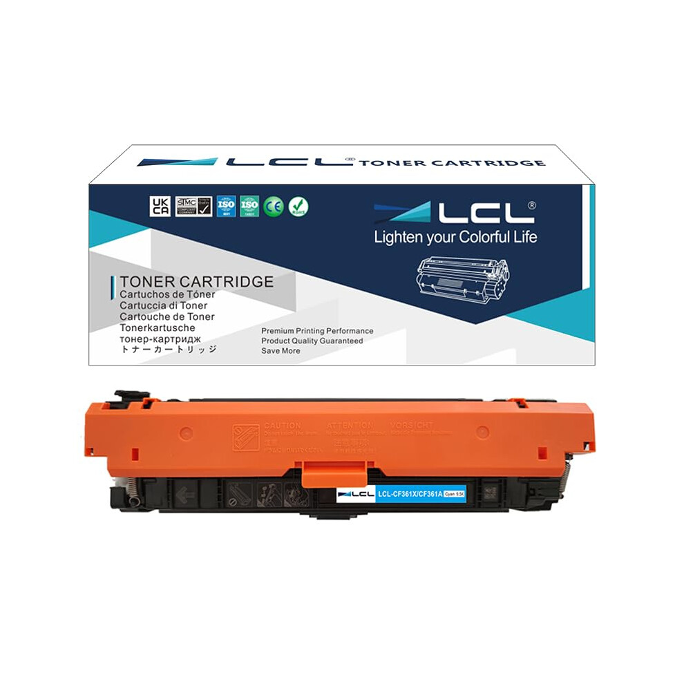 Lcl Remanufactured Toner Cartridge 508X 508A Cf361a Cf361x 9500 Pages (1 Cyan) Replacement For Hp M553 Printer M577 Printer Color Laserjet Enterprise Blue 5051219992216