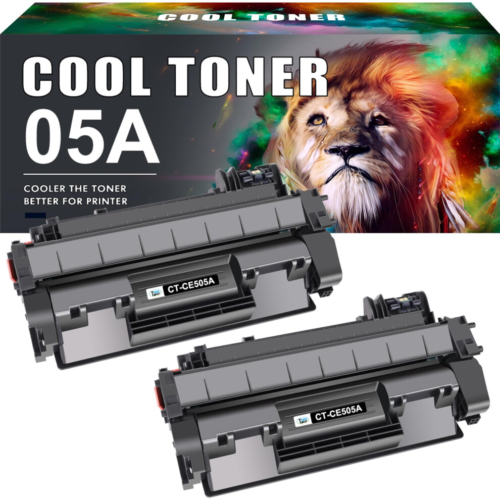 Cool Toner 2 Pack Toner Cartridge Replacement For Hp 05A Ce505a 05X Ce505x Laserjet P2030 P2035 P2035n P2050 P2055 P2055d P2055dn P2055x Black 5051219996511