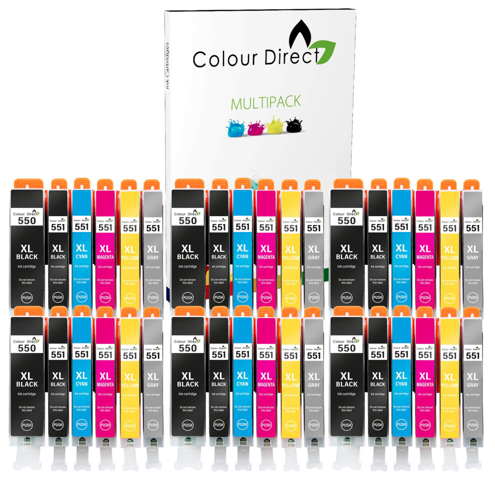 Colour Direct 550 551 Compatible Ink Cartridges For Canon Pixma Ip8750 Mg6340 Mg6350 Mg7150 Mg7500 Mg7550 Cli-551Xl/ Pgi-550Xl - 36 Pack (6 Sets + 6 Black 5051219995002