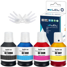 LCL Compatible Ink Bottle GI-56 GI-56BK GI-56C GI-56M GI-56Y Replacement for Canon MAXIFY GX7050 GX6050 GX5050 GX4050 GX3050 Printers (4PK Black
