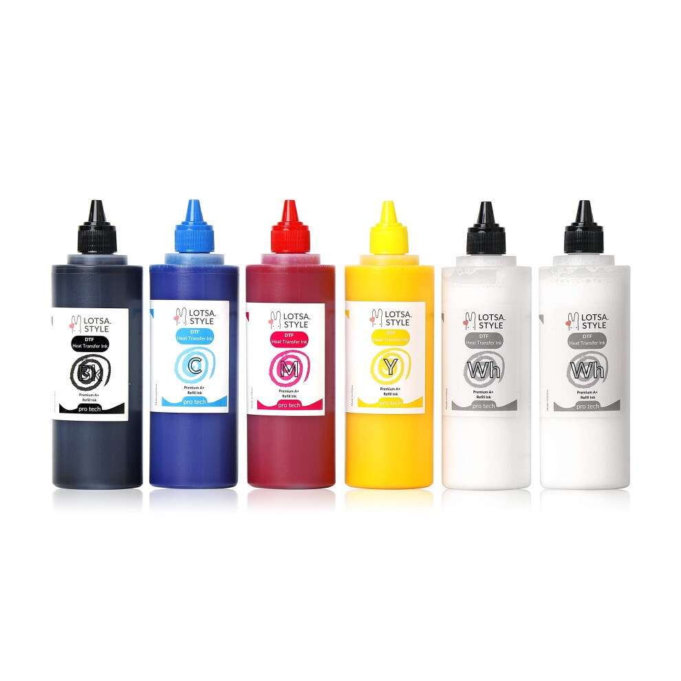 Lotsa. Style Premium Dtf Ink Refill For Inkjet Printers Heat Transfer Film Printing (250Ml X 6, Cmyk Wh) Cyan/Magenta/Yellow 5051219995743