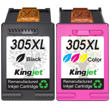 KINGJET 305 Ink Cartridges Black and Colour, 305XL Ink Cartridges Remanufactured for HP Printer Ink 305 XL for DeskJet 2700 2710 2720 2724 Plus 4100