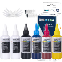 LCL 600ML Premium DTF Ink Refill for Inkjet Printers Heat Transfer Film Printing (100ml x 6 CMYK 2Wh) Replacement for Epson L800L1800 L805 R1390 4720