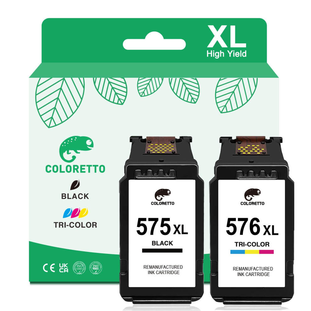 Coloretto Pg-575Xl Cl-576Xl For Canon 575 Xl 576 Xl For Ts3750i Ts3751i Ts3752i Ts3550i Ts3551i Tr4755i Tr4756i Tr4750i Tr4751i Printer Ink Cartridge