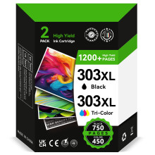303XL Ink Cartridges Black and Colour Replacement for HP 303 Original Ink Cartridges Combo Pack, Printer Ink 303 for Envy Photo 7134 7830 6232 6230