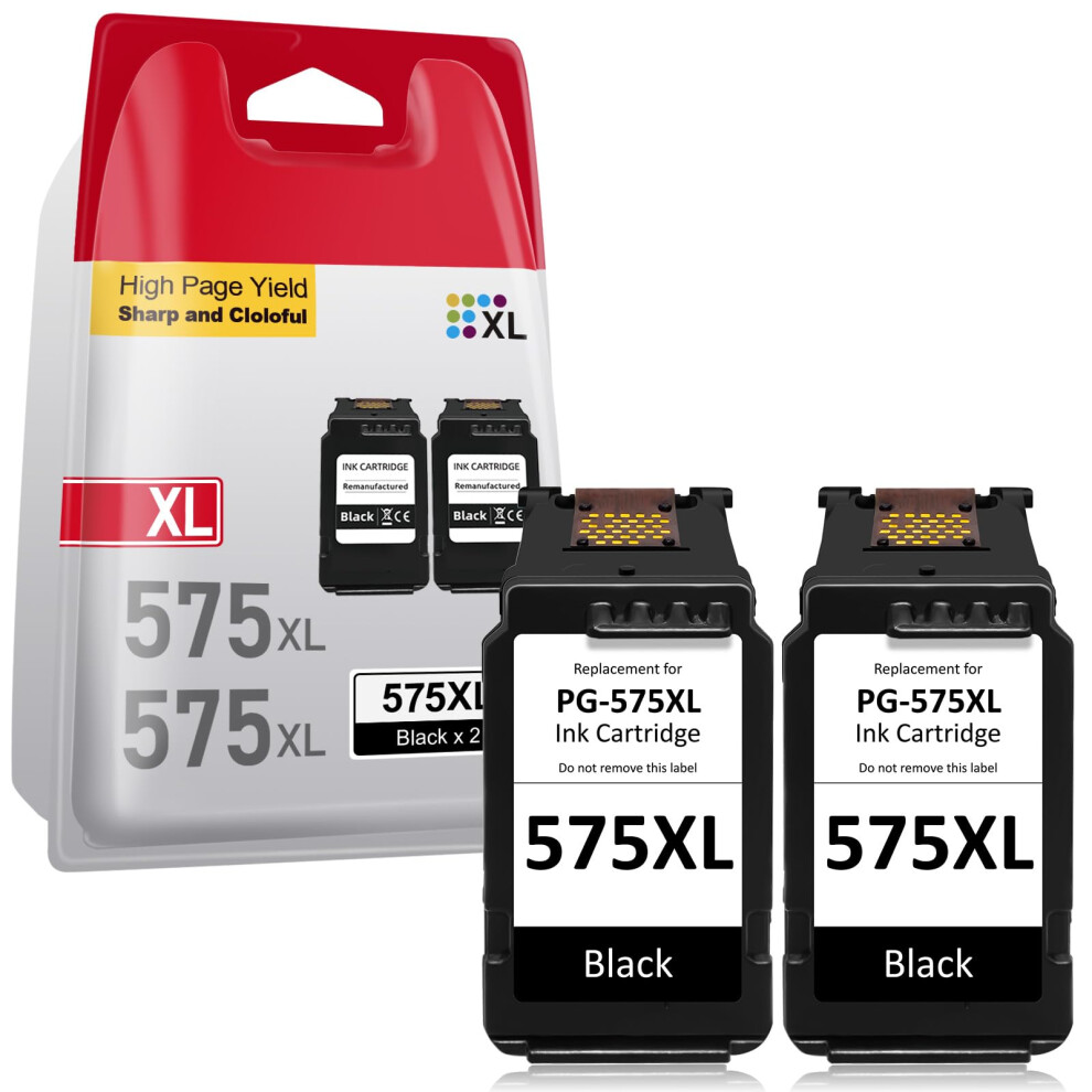 Pg575xl Remanufactured Ink Cartridge 2 ? Compatible With Canon Pixma Ts3550i Ts3551i Tr4750i Tr4751i ? Replacement For Canon Pg-575Xl High Yield Black 5051219995804