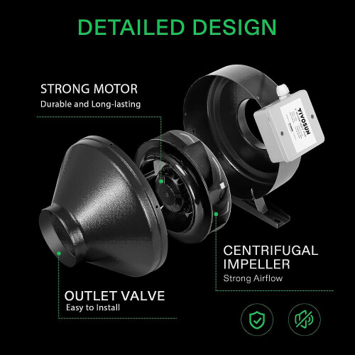 VIVOSUN 4 Inch 203 CFM Duct Inline Fan with Variable Speed Controller 2