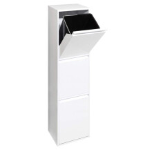 Arregui Basic CR301-B 3-Compartment Steel Trash and Recycling Bin | 3x17L (51L) | Kitchen Trash Bins | Recycling Bins for Home or Office | White