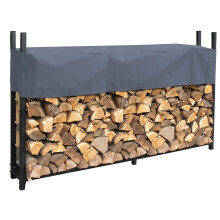 QUICK STAR Metal Firewood Rack Anthracite 200 x 25 x 115 cm Garden Firewood Shelter 0,8 m? / 1 SRM Stacking Aid Outdoor with Weather Protection Gray