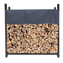 QUICK STAR Metal Firewood Shelving 113 x 25 x 115 cm Garden Firewood Rack Shelter 0.5 m Stacking Aid with Protective Cover Grey