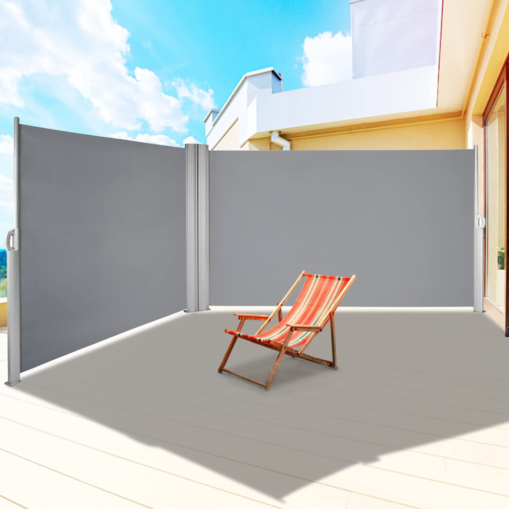 VEVOR Gray Retractable Patio Screen 71Inch In Height Retractable Screen 236 Inch In Length Office Dividers Partition Wall Outdoor Retractable Gate