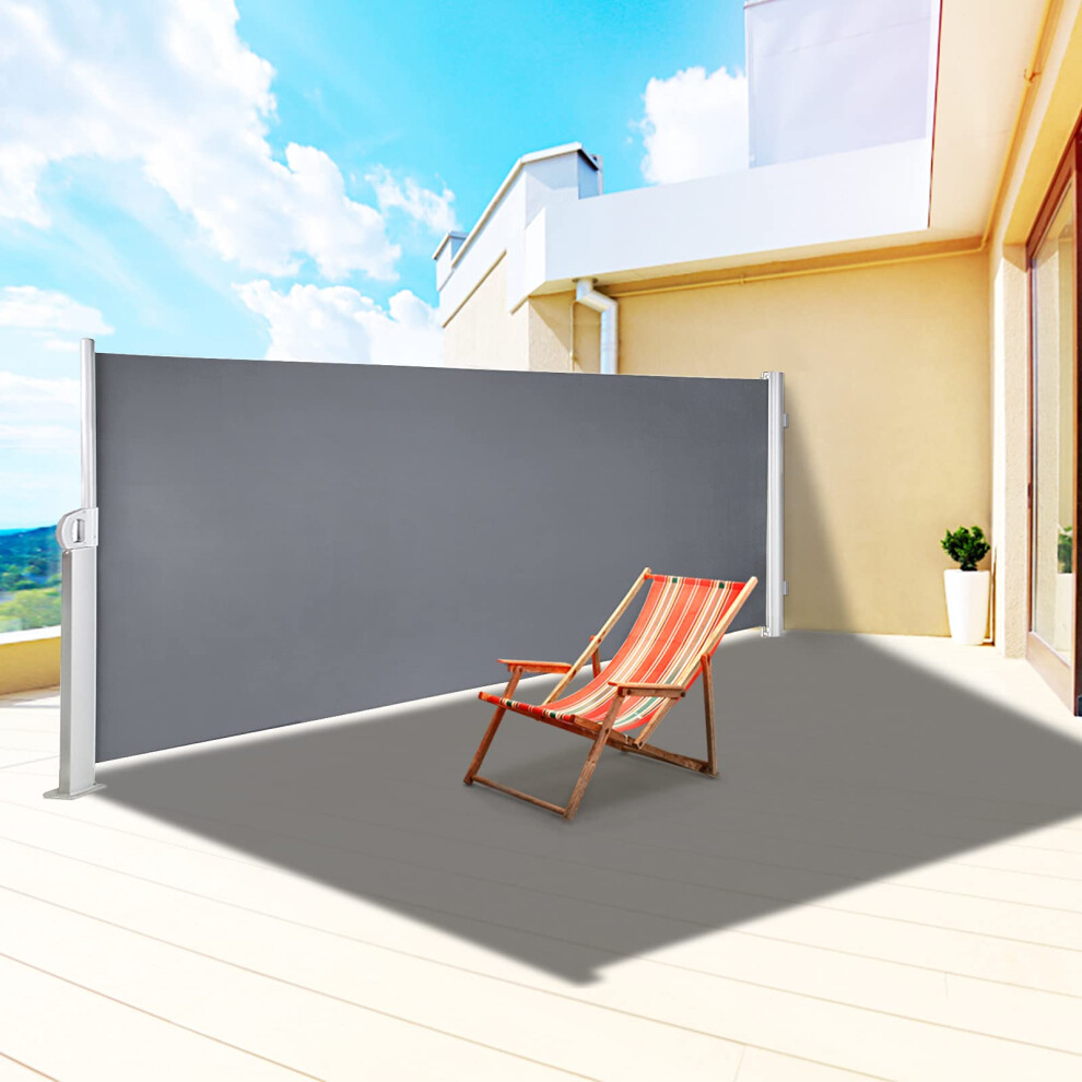 VEVOR Gray Retractable Patio Screen 63 Inch In Height Retractable Screen 118 Inch In Length Office Dividers Partition Wall Outdoor Retractable Gate