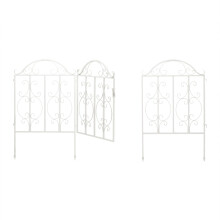Relaxdays Garden, 3 Parts, Expandable, Ornate gate with 2 Fence Elements, Made of Steel, 185 x 98.5 cm (LxH), White, 98.5 x 185 x 2.5 cm