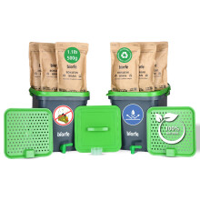 Biorfe 2 Bucket Bokashi Compost Starter Kit, All Season Indoor Beginners Composter, Countertop Kitchen Bokashi Bin, Easily Composting Container With