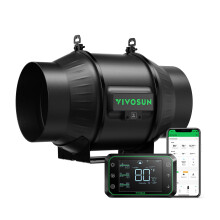 VIVOSUN AeroZesh T6 15cm In-Line Extractor Fan Ducted Air Extractor 693 m?/h with EC Motor Silencer and GrowHub E42A WiFi Controller for Cooling Tents