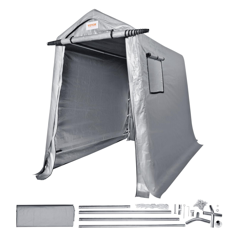 VEVOR Portable Shed Outdoor Storage Shelter, 6 x 8 x 7 ft Heavy Duty All-Season Instant Storage Tent Tarp Sheds with Roll-up Zipper Door and