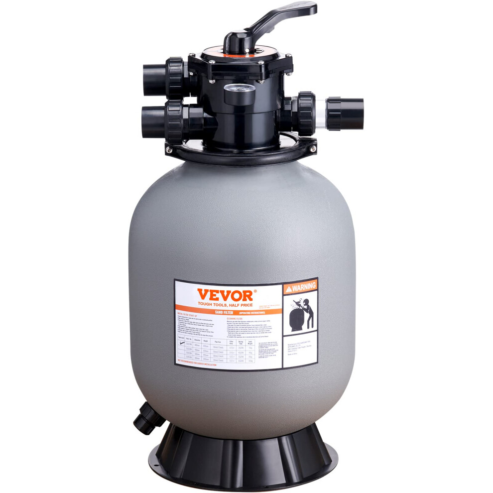 VEVOR Sand Filter, 16-inch, Up to 35 GPM Flow Rate, Above Inground Swimming Pool Sand Filter System with 7-Way Multi-Port Valve, Filter, Backwash,