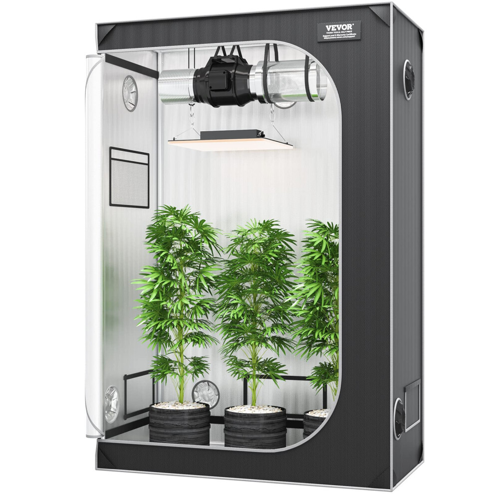 Vevor 2X4 Grow Tent, 48'' X 24'' X 72'', High Reflective 2000D Mylar Hydroponic Growing Tent With Observation Window, Tool Bag And Floor Tray For