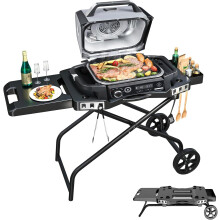 Denmay Portable Barbecue Trolley for Ninja Woodfire OG700 Series, Foldable Outdoor Grill Stand for Ninja OG701, Pit Boss 10697/10724, 57 cm