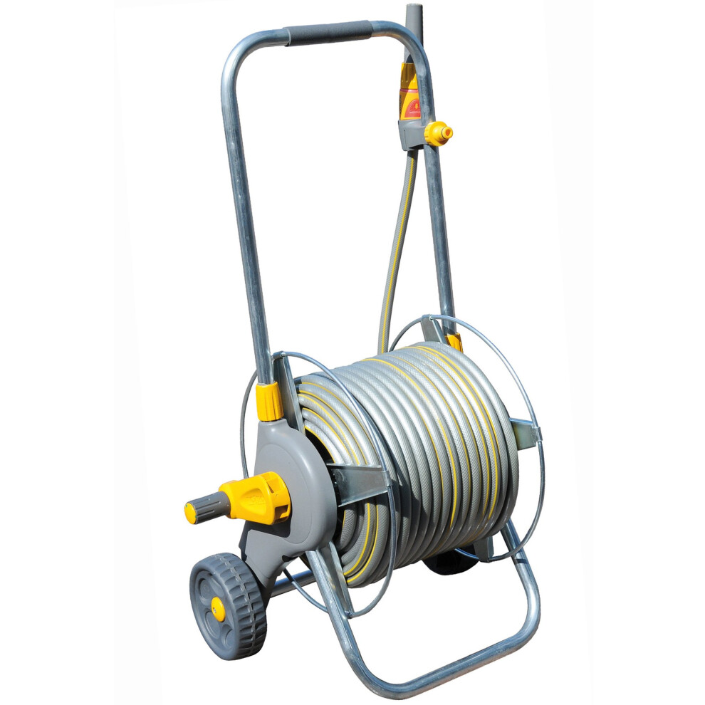 HOZELOCK - Cart Reel Metal Pro 30m : Reel on Wheels 30m, Stable, Robust Metal Drum, Telescopic Traction Handle Comfortable, Supplied Assembled with