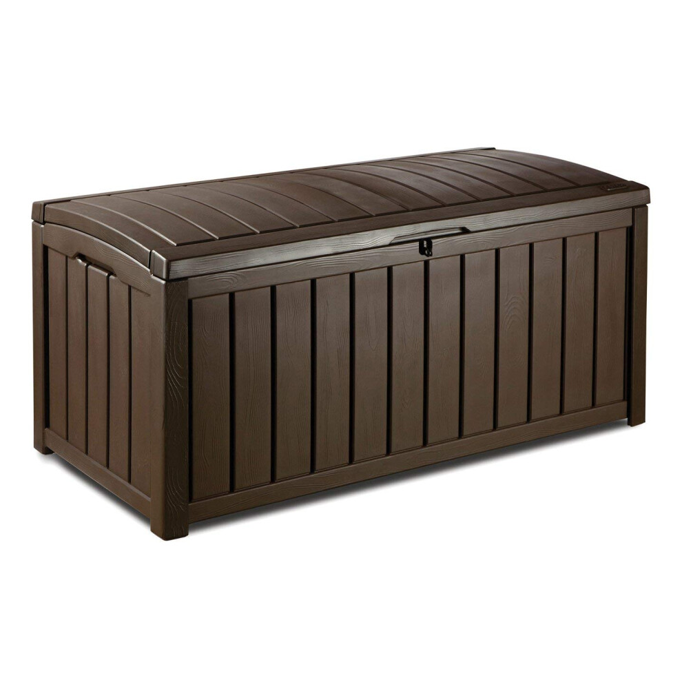Keter Glenwood 390L Outdoor 60% Recycled Garden Furniture Storage Box | Fade Free | All Weather Resistant | Safe And Secure | Zero Maintenance | Brown