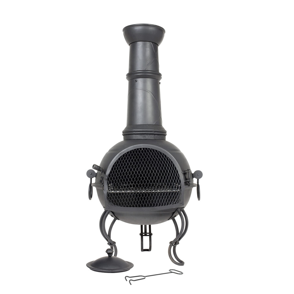 La Hacienda Murcia Large Steel Chimenea With Grill Black