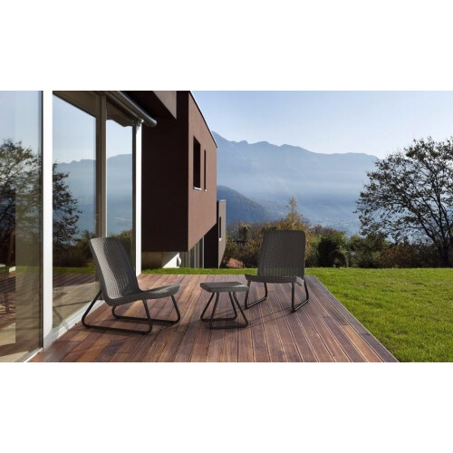 Keter Keter Rio Patio Set, Table and Chairs - Graphite/Grey 1