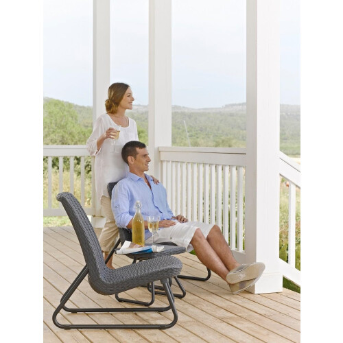 Keter Keter Rio Patio Set, Table and Chairs - Graphite/Grey 2