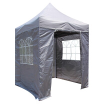 All Seasons Gazebos 2x2 Fully Waterproof Pop up Gazebo With 4 Zip up Sides and Accessories - Metallic Grey