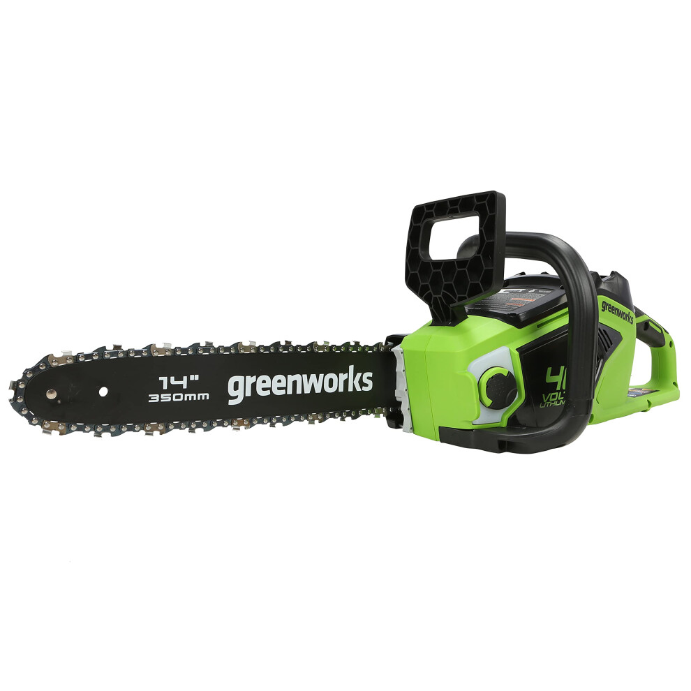 Greenworks GD40CS15 Cordless Chainsaw with Brushless Motor, 14 Inch (35cm) Bar Length, 12m/s Chain Speed, 3.5kg, Auto-Oiler, Kickback Protection