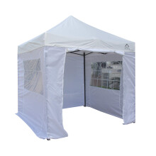 All Seasons Gazebos 2.5x2.5 Fully Waterproof Pop up Gazebo With 4 Zip up Sides and Accessories - White