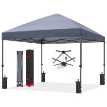ABCCANOPY 3x3M Pop Up Gazebo Commercial Gazebo With Upgraded Roller Bag, 4 Weight Bags, Stakes and Ropes (Gray)
