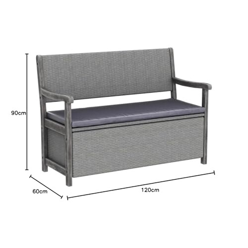 Rowlinson Rowlinson Alderley Rattan Storage Bench - Grey 1