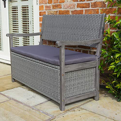 Rowlinson Rowlinson Alderley Rattan Storage Bench - Grey 2