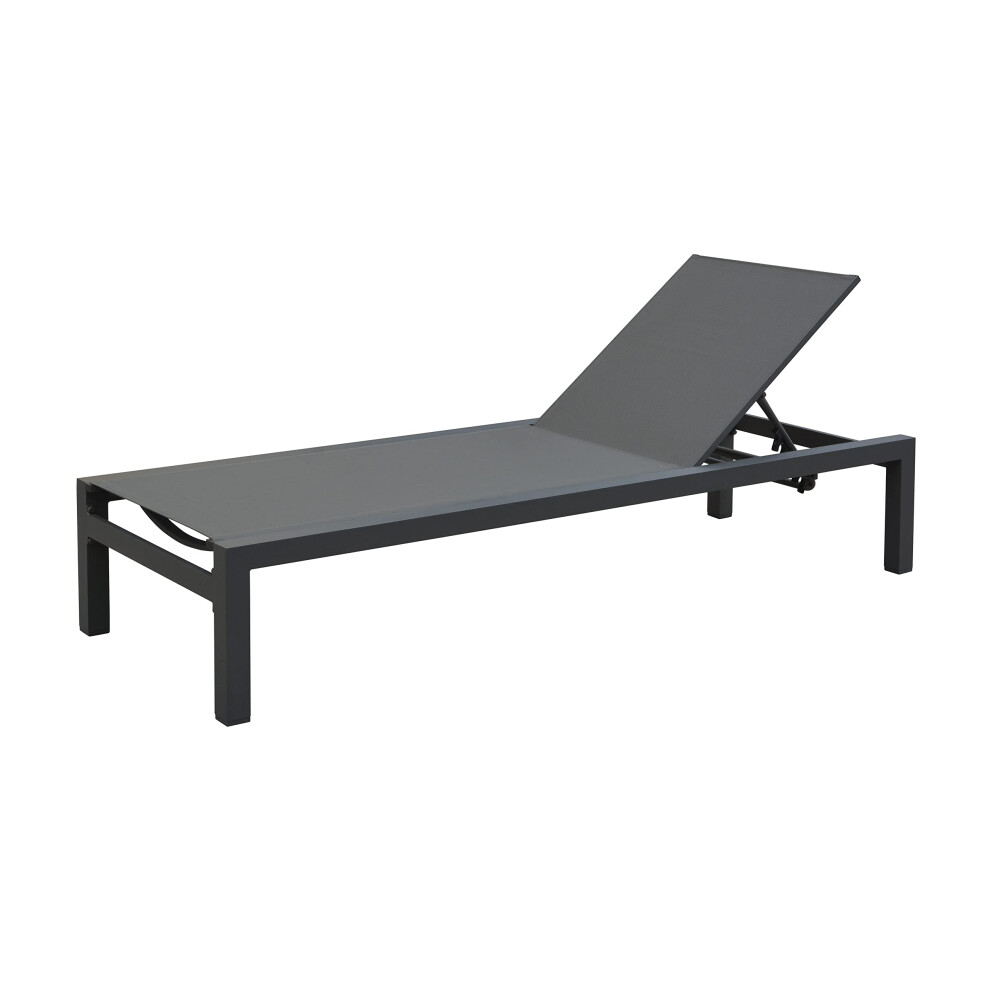 Garden Store Direct Gsd Sydney Aluminium Dining Sets W/Textured Glass Table Tops, Paded Weatherproof Textilene Stacking Chairs (Sydney Sunlounger)