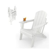 Sleek Space Adirondack Folding Chair for Garden, Patio or Deck - Arm Rests and Cup Holder - Lightweight, Weatherproof - Stylish, Durable Outdoor