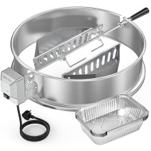 onlyfire BRK-6110 Upgrade Stainless Steel Rotisserie Ring Kit Fits Weber 22-inch Kettle Charcoal Grills,With 2-Pack Charcoal Baskets and 10-Pack Drip
