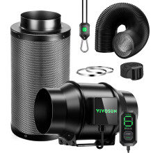 VIVOSUN Smart Air Filtration G6 Kit 6", AeroZesh G6 Inline Duct Fan with E12 Speed Controller, Carbon Filter & 8' Ducting, Cooling & Ventilation