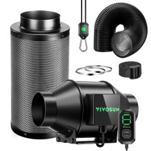 VIVOSUN Smart Air Filtration G4 Kit 4", AeroZesh G4 Inline Duct Fan with E12 Speed Controller, Carbon Filter & 8' Ducting, Cooling & Ventilation