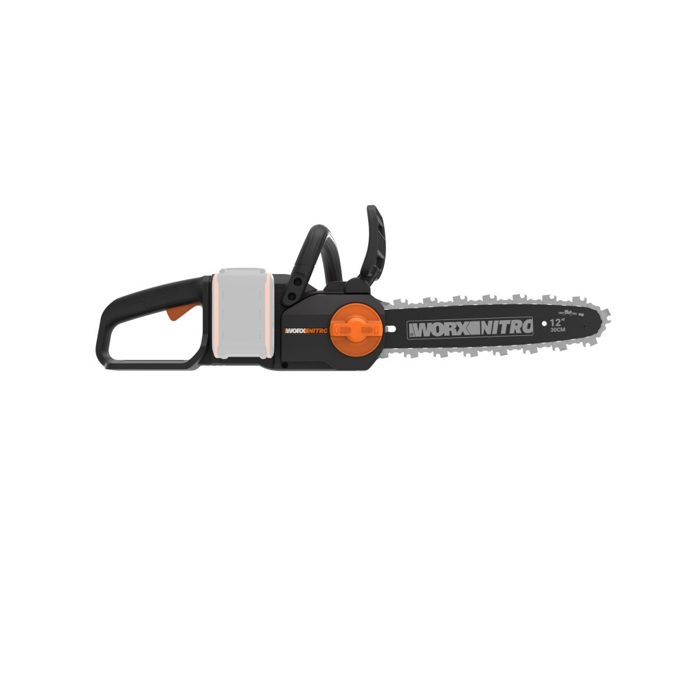 Worx WG350E.9 20V Cordless Brushless Chainsaw 30cm Bar, High-Speed 10m/s Cutting, Tool-Free Tensioning, Auto Lubrication, PowerShare Compatible, Bare
