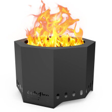 Onlyfire 26" Octagonal Smokeless Fire Pit Wood Burning with Holes, Iron Portable Outdoor Bonfire Stove with Removable Ash Pan for Garden Patio