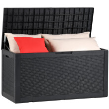 YITAHOME Outdoor Storage Box Waterproof, Heavy Duty 380L Large Resin Deck Boxes,Weather Resistant Durable Garden Storage Box, Pool Supplies, Lockable,