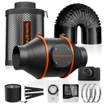 Spider Farmer Air Filtration Kit 4 Inch, Inline Duct Fan with RJ12 Speed Humidity Controller, Carbon Filter Combo, 25 Ft Ducting, Ventilation System