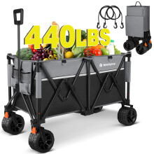 Festival Trolley on Wheels,200KG Foldable Festival Trolley Car with All-terrain Wide Wheels and Brake, 200L Heavy Duty Trolly for Beach Outdoor Garden