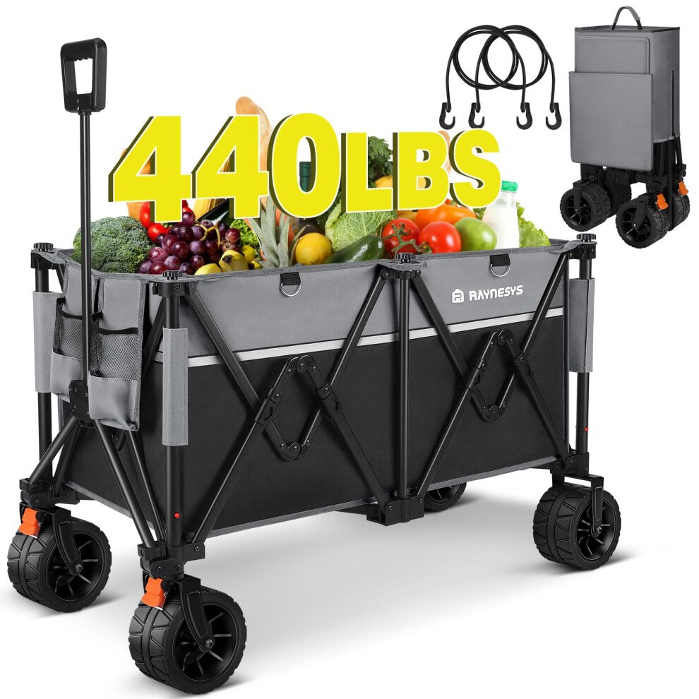 Festival Trolley on Wheels,200KG Foldable Festival Trolley Car with All-terrain Wide Wheels and Brake, 200L Heavy Duty Trolly for Beach Outdoor Garden
